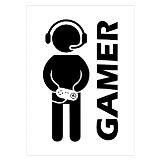 Affisch med gamer boy och texten Gamer