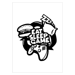 Affisch med texten äta sömn spel - controller