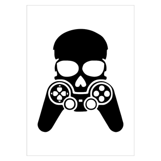 Affisch med spelkontroller med skalle