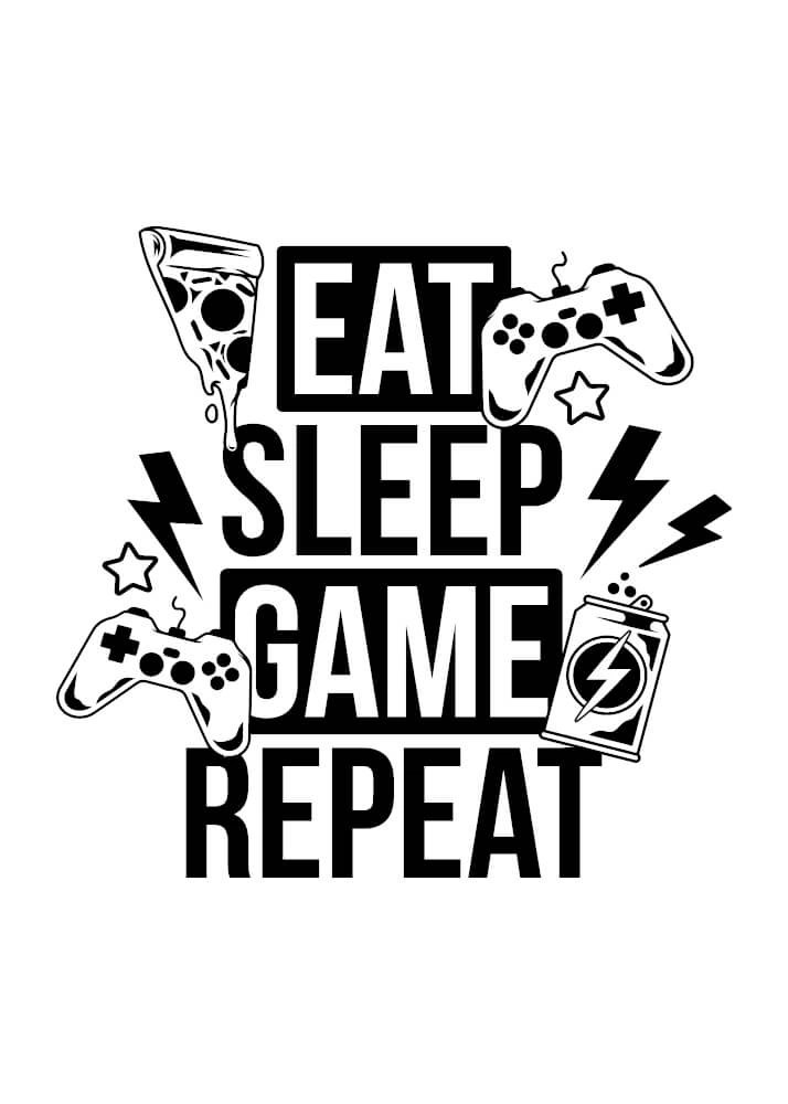 Affisch - Eat - sleep - game - repeat 2 färger