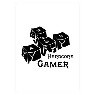 Affisch med texten Hardcore -spelare och tangentbordsknappar