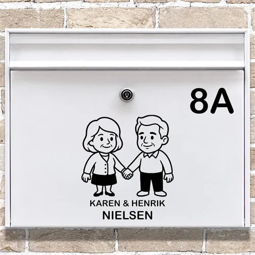 Brevlådaklistermärke med äldre par