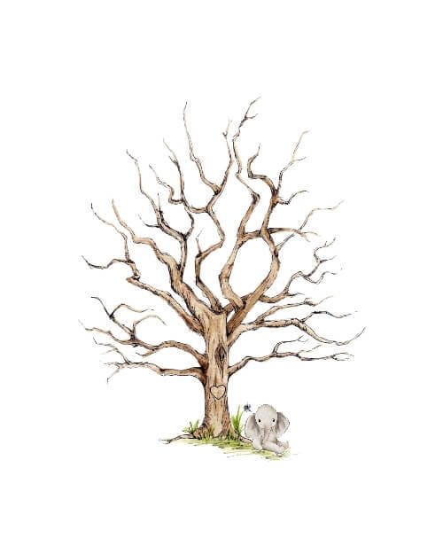 Fingeravtrycksaffisch med elefant för dop