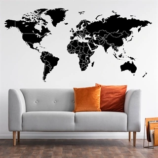 Wallstickers med en stor och fin världskarta 