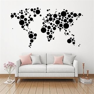Världskarta med punkter - Väggdekor
