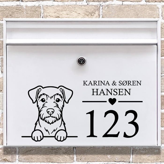 Brevlåda stickers med airedaleterrier