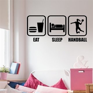 Väggdekor -Äta, sova, handboll - tjejer - väggdekor
