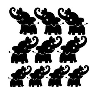 Väggdekor med 10 enfärgade elefanter