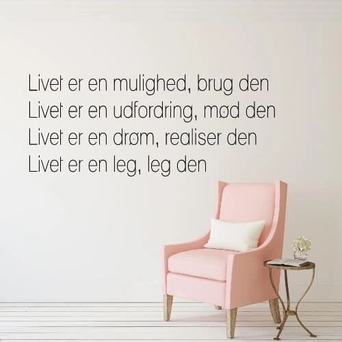 Ett Citat Om Livet Väggdekor - Livet är En Möjlighet