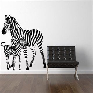 Wallstickers föreställande zebra med föl