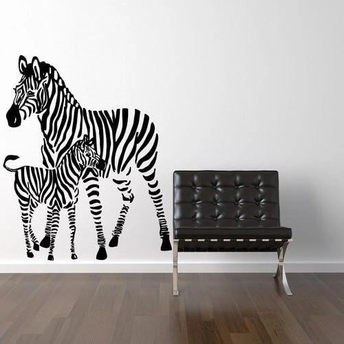 Wallstickers föreställande zebra med föl