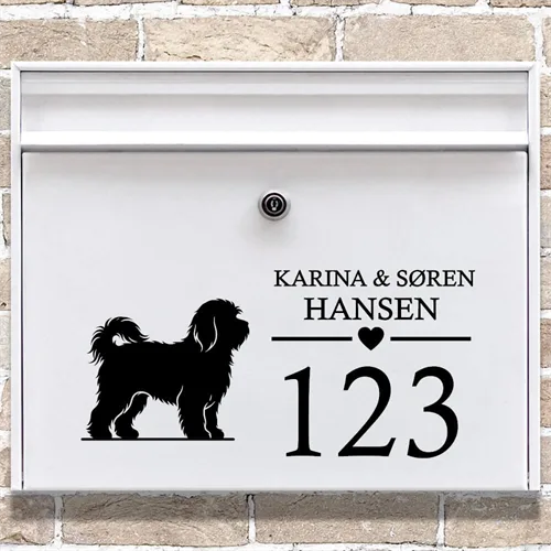 Brevlåda stickers med Bichon Havanais-silhuett