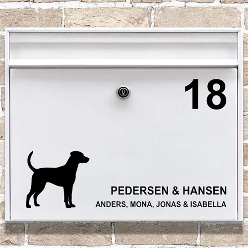 Brevlåda stickers Dansk svensk gårdshund silhuett