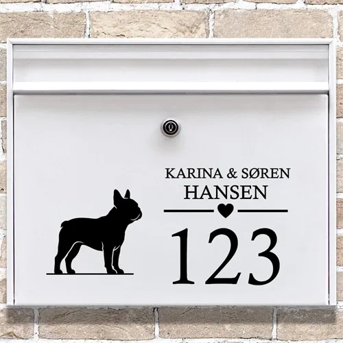 Brevlåda stickers med fransk bulldogg-silhuett