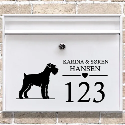 Brevlåda stickers med miniatyrschnauzer-silhuett