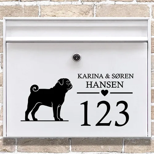 Brevlåda stickers med mops-silhuett
