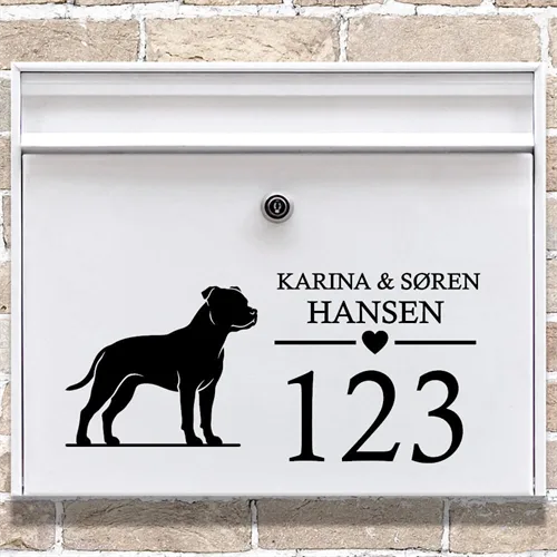 Brevlåda stickers med Staffordshire bullterrier-silhuett
