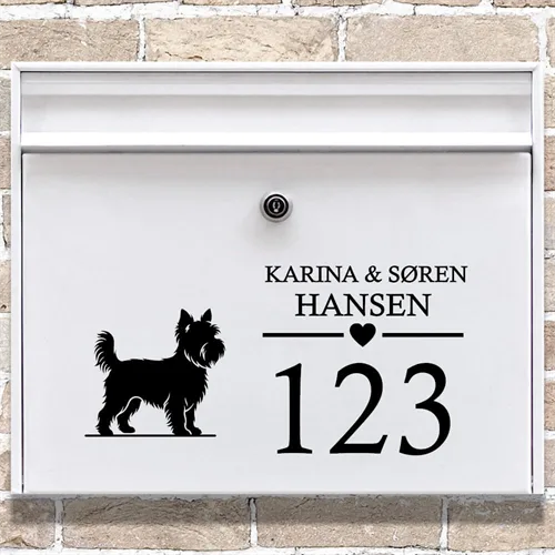 Brevlåda stickers med Yorkshireterrier-silhuett