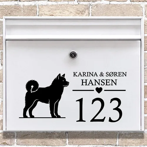 Brevlåda stickers med Akita-silhuett