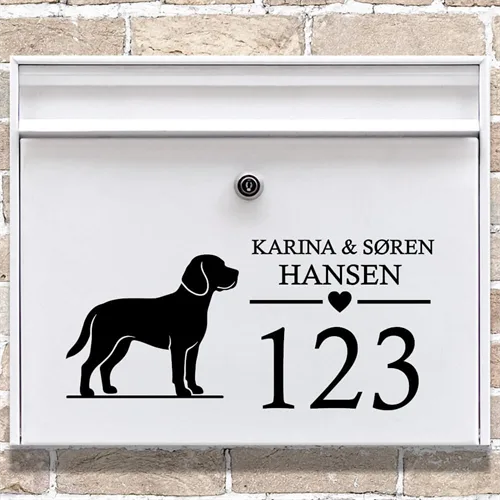 Brevlåda stickers med beagle-silhuett
