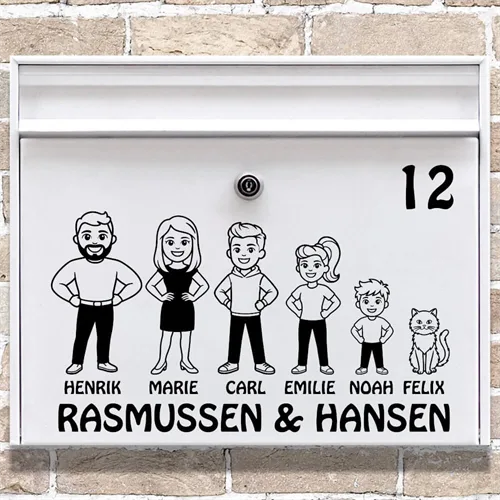 Brevlåda stickers med vardagliga karaktärer