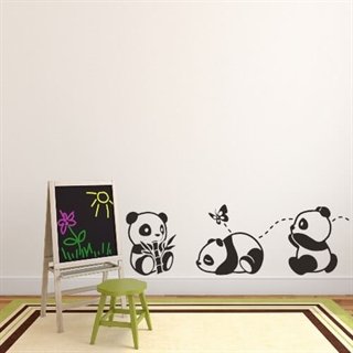 3 söta pandor - perfekt väggdekor till barnrummet