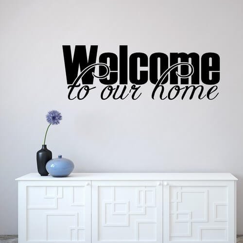 En wallstickers med texten - WELCOME TO OUR Home.