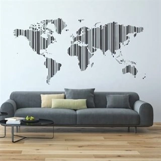 Världskarta som streckkod - Väggdekor