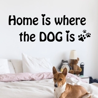 Väggdekor med engelsk text – Home is where the dog is