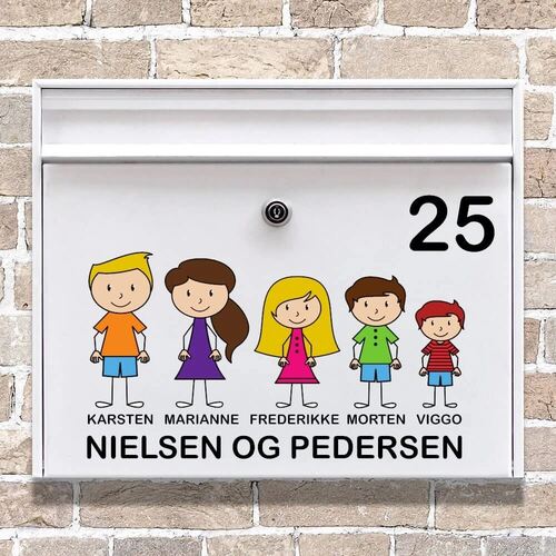 Brevlåda - Wallsticker med hela familjen i färg