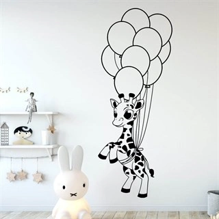 Väggdekor - Giraff med ballonger
