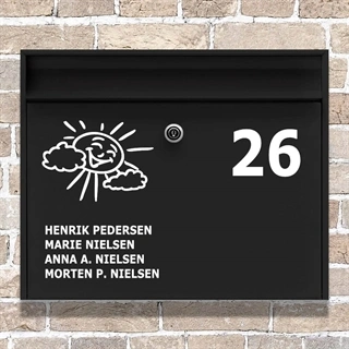  Klistermärken för brevlådan med sol, namn och husnummer