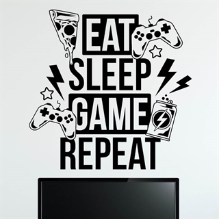 EAT SLEEP GAME REPEAT PIZZA - Wallstickers