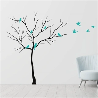 Unikt trä med fåglar Väggdekor 