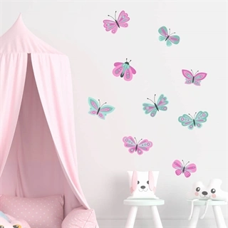 wallstickers fjärilar i vackra ljusa pastellfärger