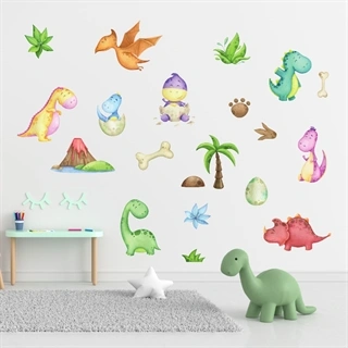 Watercolor Väggdekor ark med dinosaurie