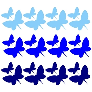 24 Väggdekor fjärilar i blå nyanser