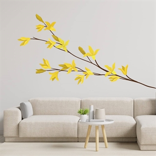 Gren med gula blommor - wallsticker