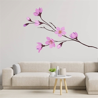 Gren med lila blommor - wallsticker