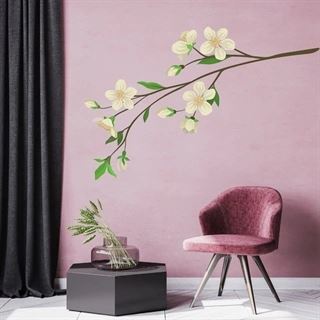 Gren med sandfärgade blommor - Väggdekor