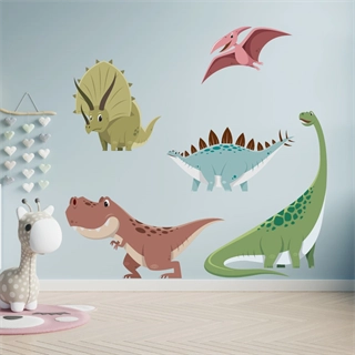 Väggdekor med dinosaurie set