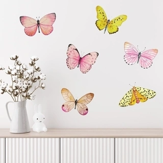 Akvarell väggdekal med fjärilar