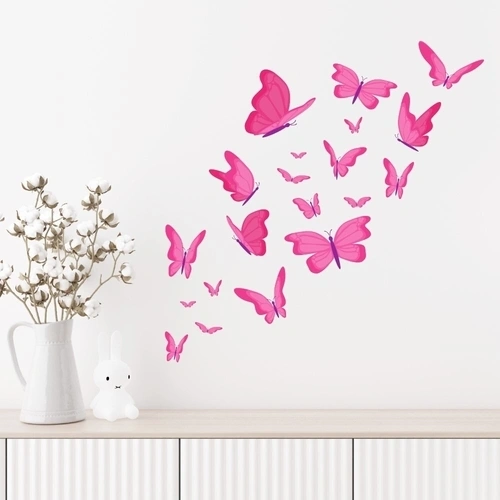 Vackra väggdekor fjärilar i nyanser av rosa