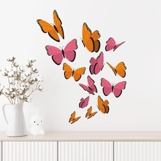 Fjärilsdekaler i rosa och orange nyanser