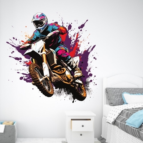 Cool wallsticker med en tvåhjulig motocrossmaskin