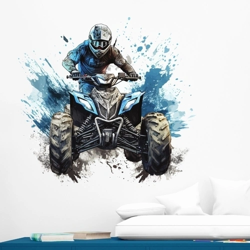 Cool wallsticker med en fyrhjulig motocrossmaskin