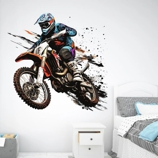 Motocross orange & blå väggdekal