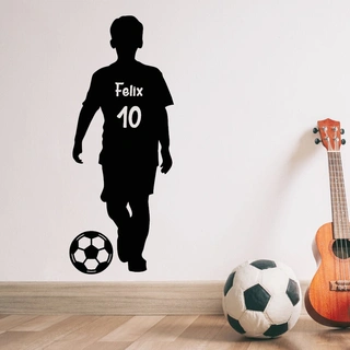 Fotbollsspelare pojke med namn - Wallsticker