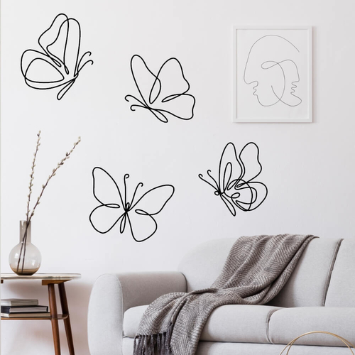 Fina ritade linjer fjärilar väggdekor