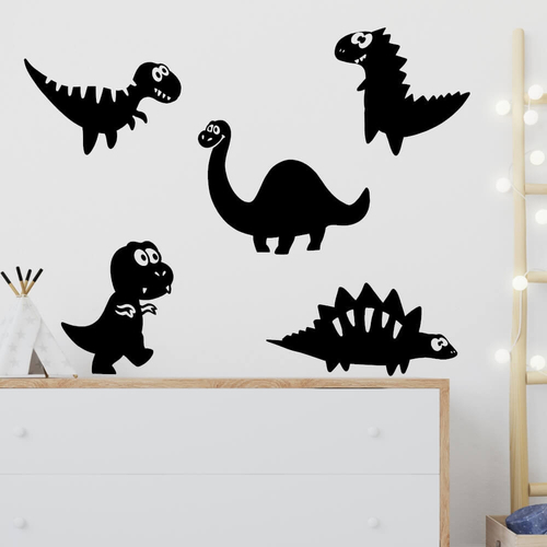 Söta och roliga dinosaurier för väggen - 5 väggdekor
